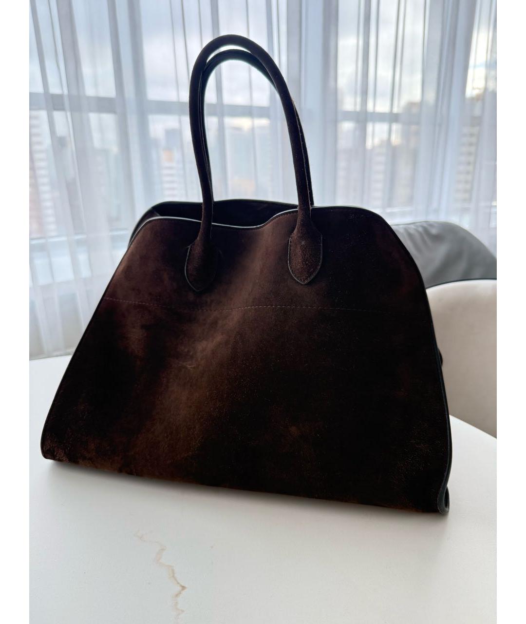 THE ROW Коричневая замшевая сумка с короткими ручками, фото 2