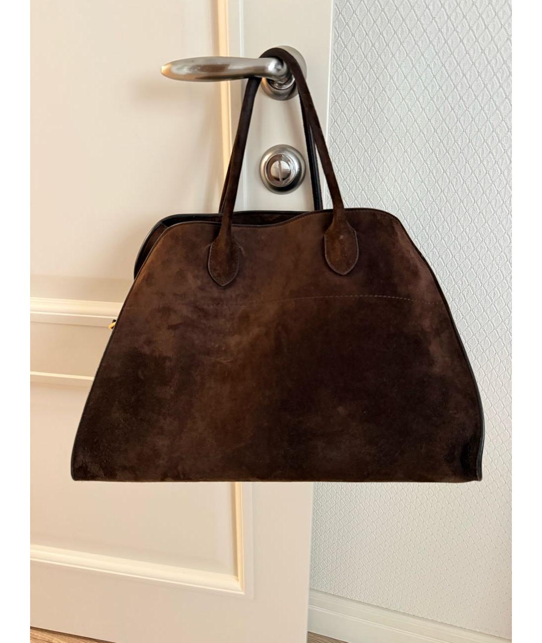 THE ROW Коричневая замшевая сумка с короткими ручками, фото 3