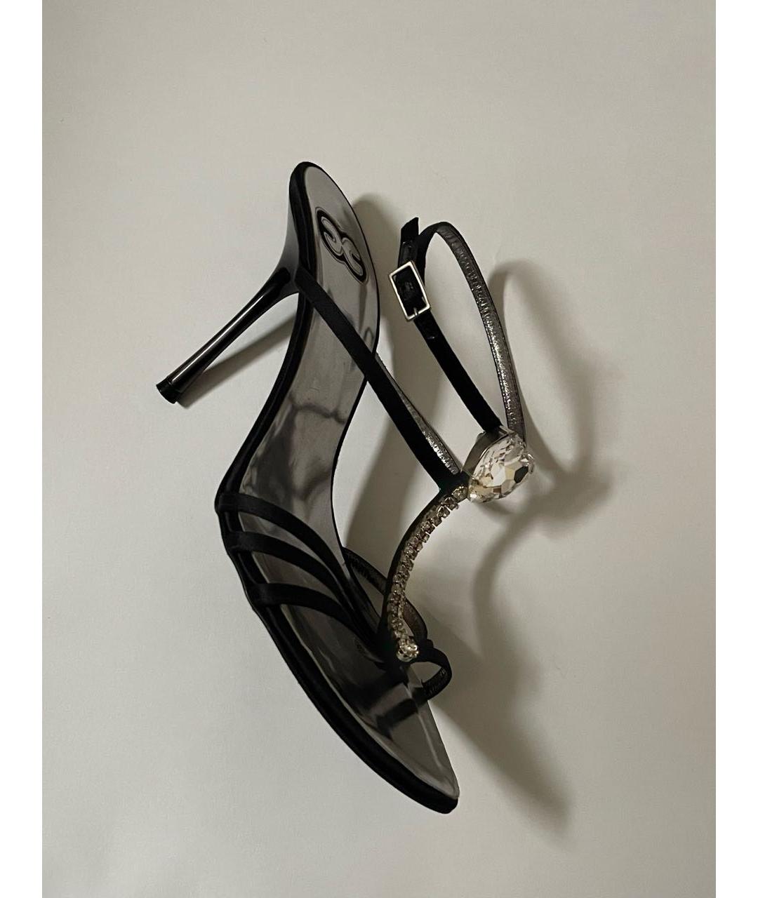 ESCADA Черные кожаные босоножки, фото 9