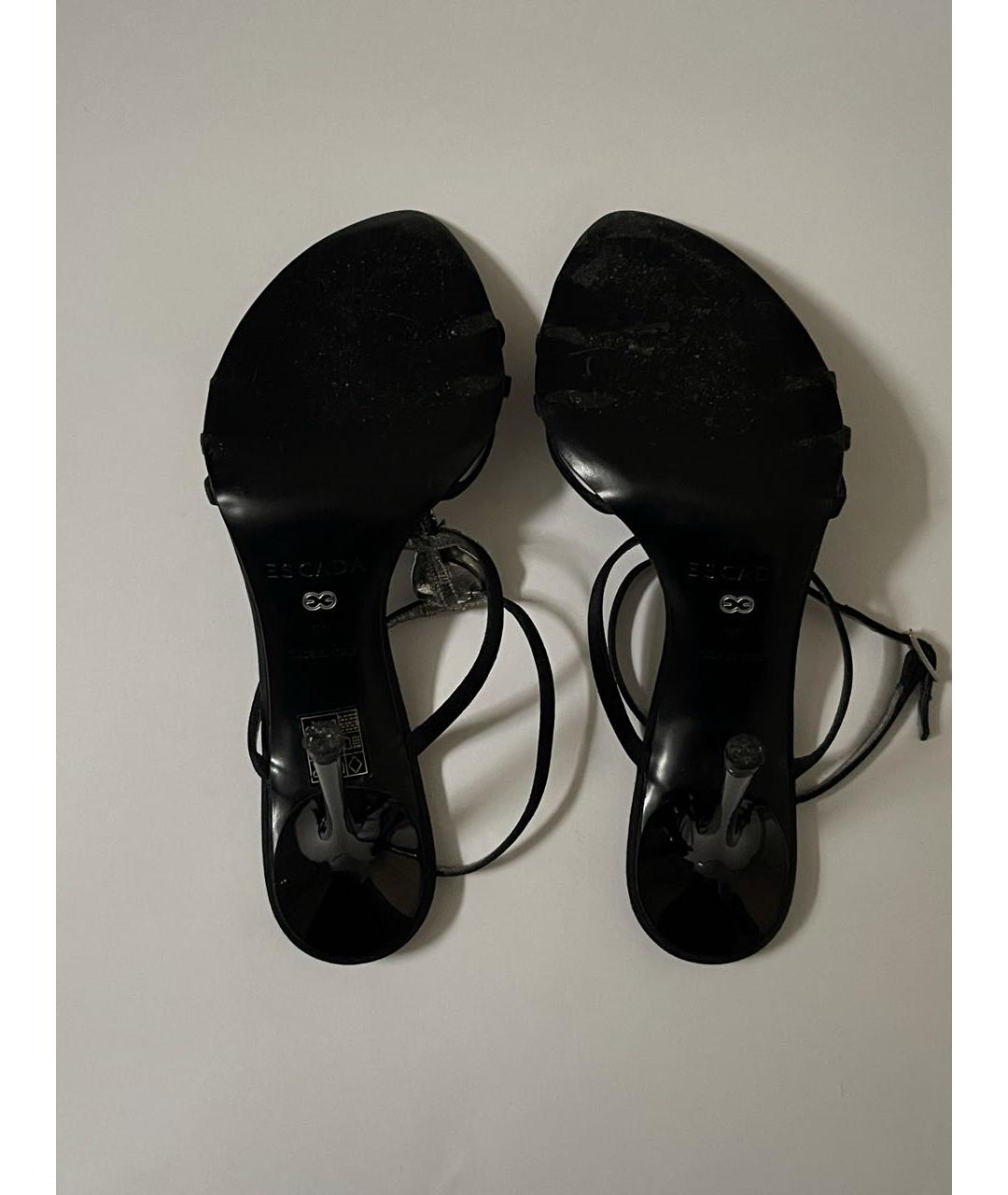 ESCADA Черные кожаные босоножки, фото 5