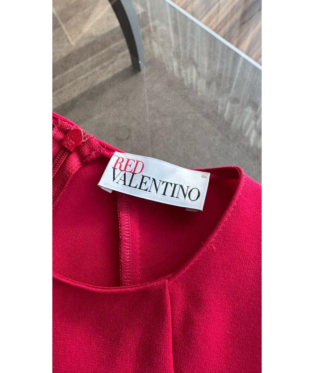 RED VALENTINO Красное полиэстеровое коктейльное платье, фото 2