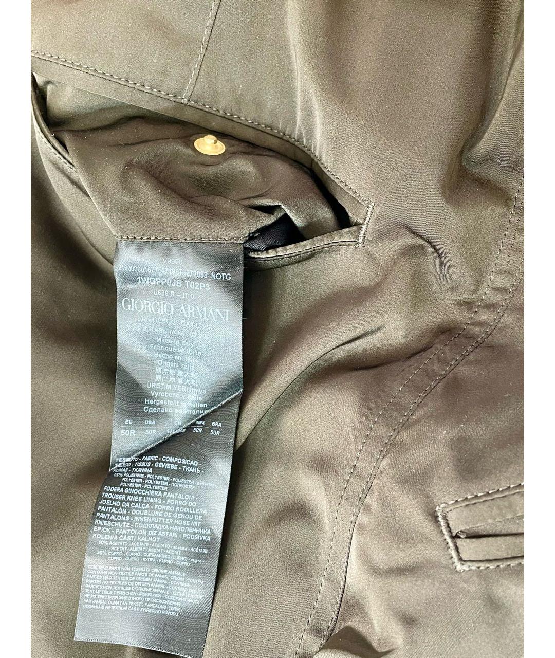 GIORGIO ARMANI Хаки полиэстеровые повседневные брюки, фото 4