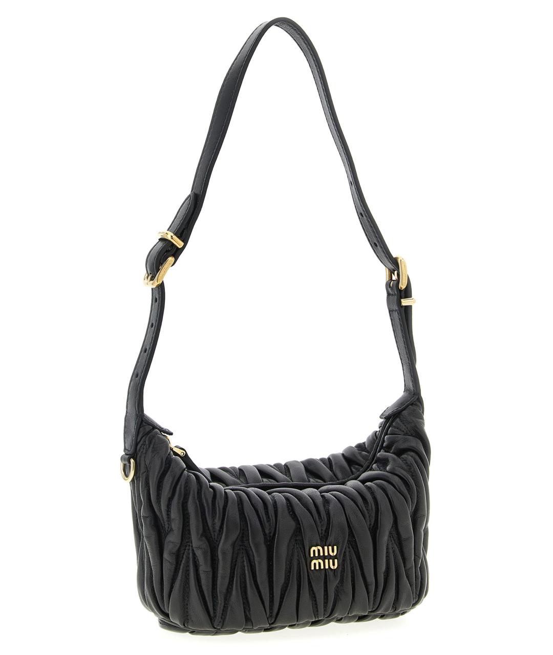 MIU MIU Черная кожаная сумка через плечо, фото 3