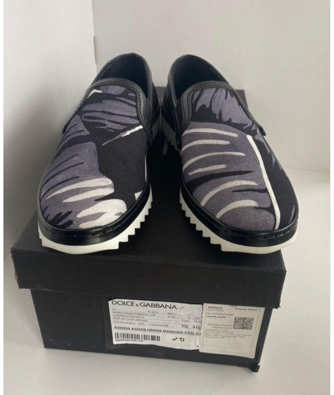 DOLCE&GABBANA Черные кожаные низкие кроссовки / кеды, фото 2