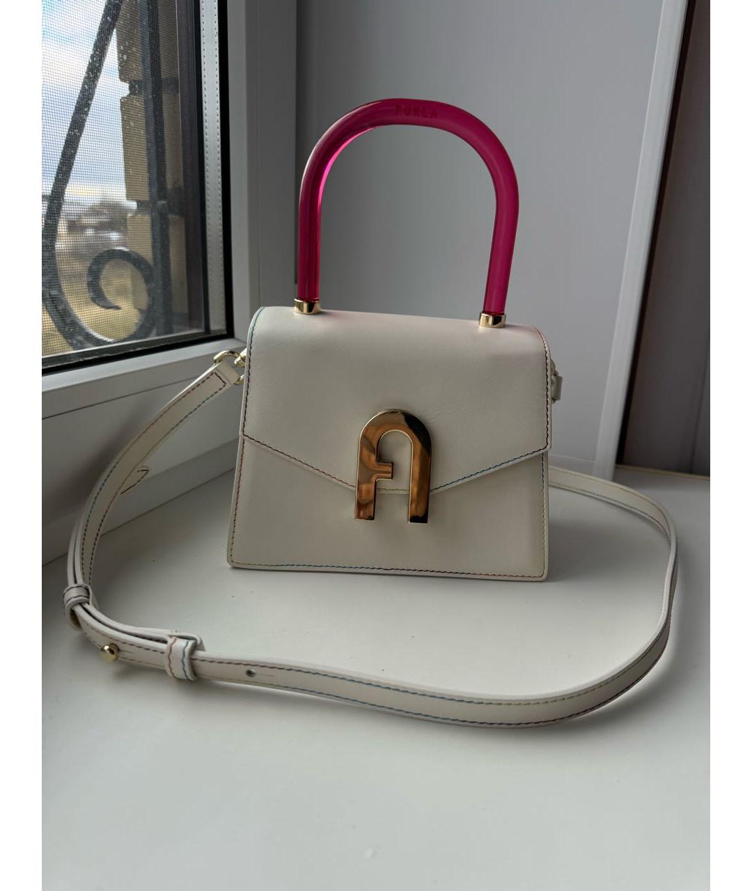 FURLA Белая кожаная сумка через плечо, фото 7