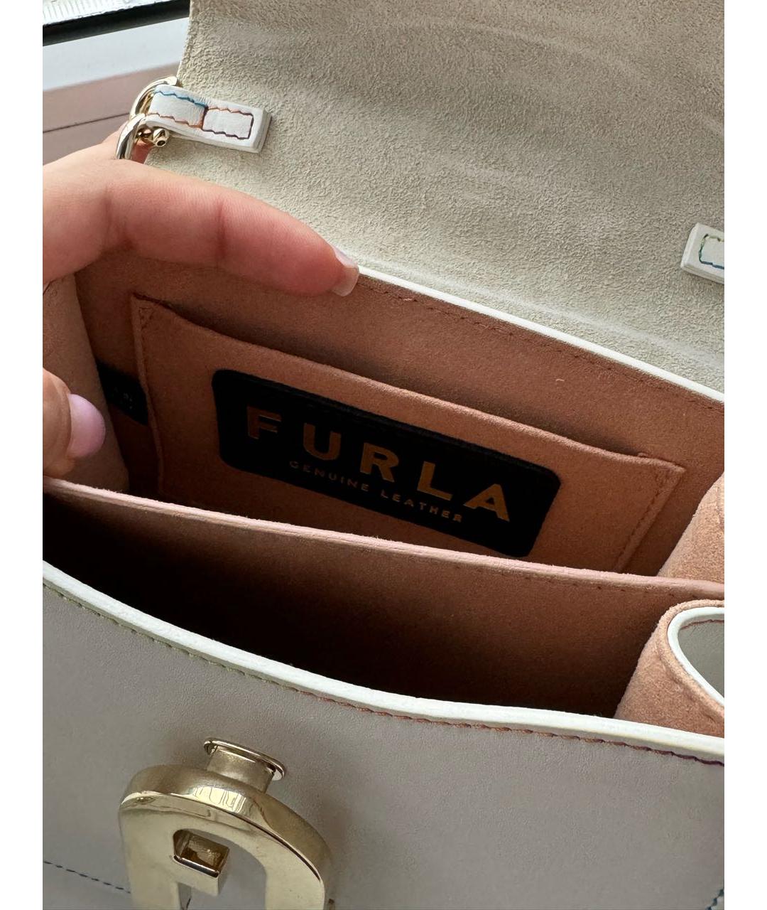 FURLA Белая кожаная сумка через плечо, фото 4