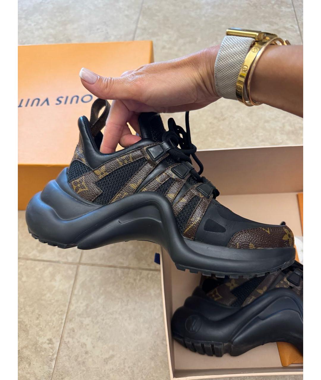 LOUIS VUITTON Коричневые текстильные кроссовки, фото 5