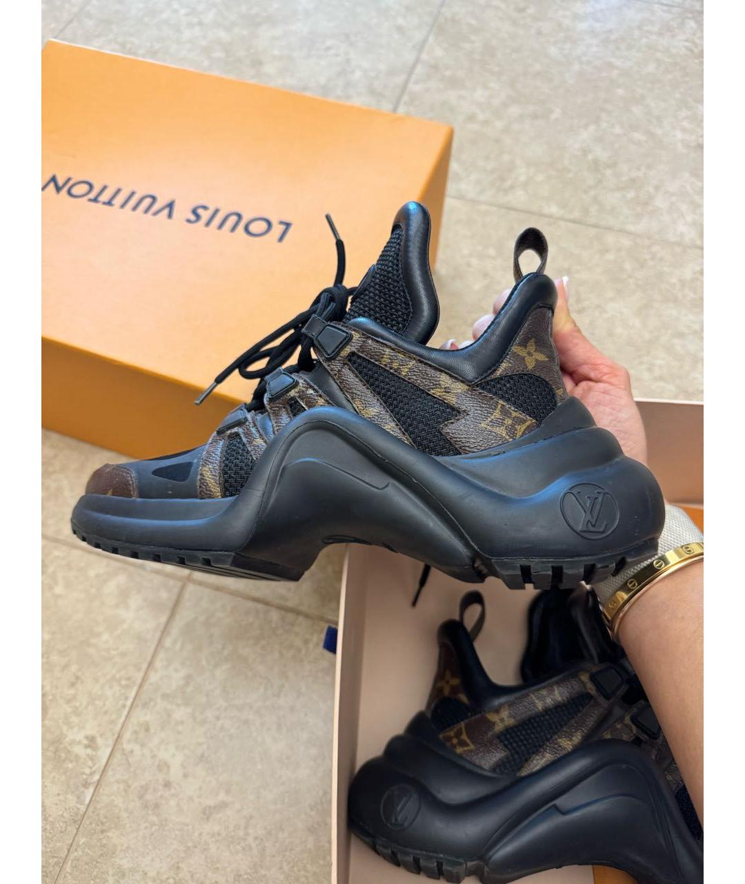 LOUIS VUITTON Коричневые текстильные кроссовки, фото 4