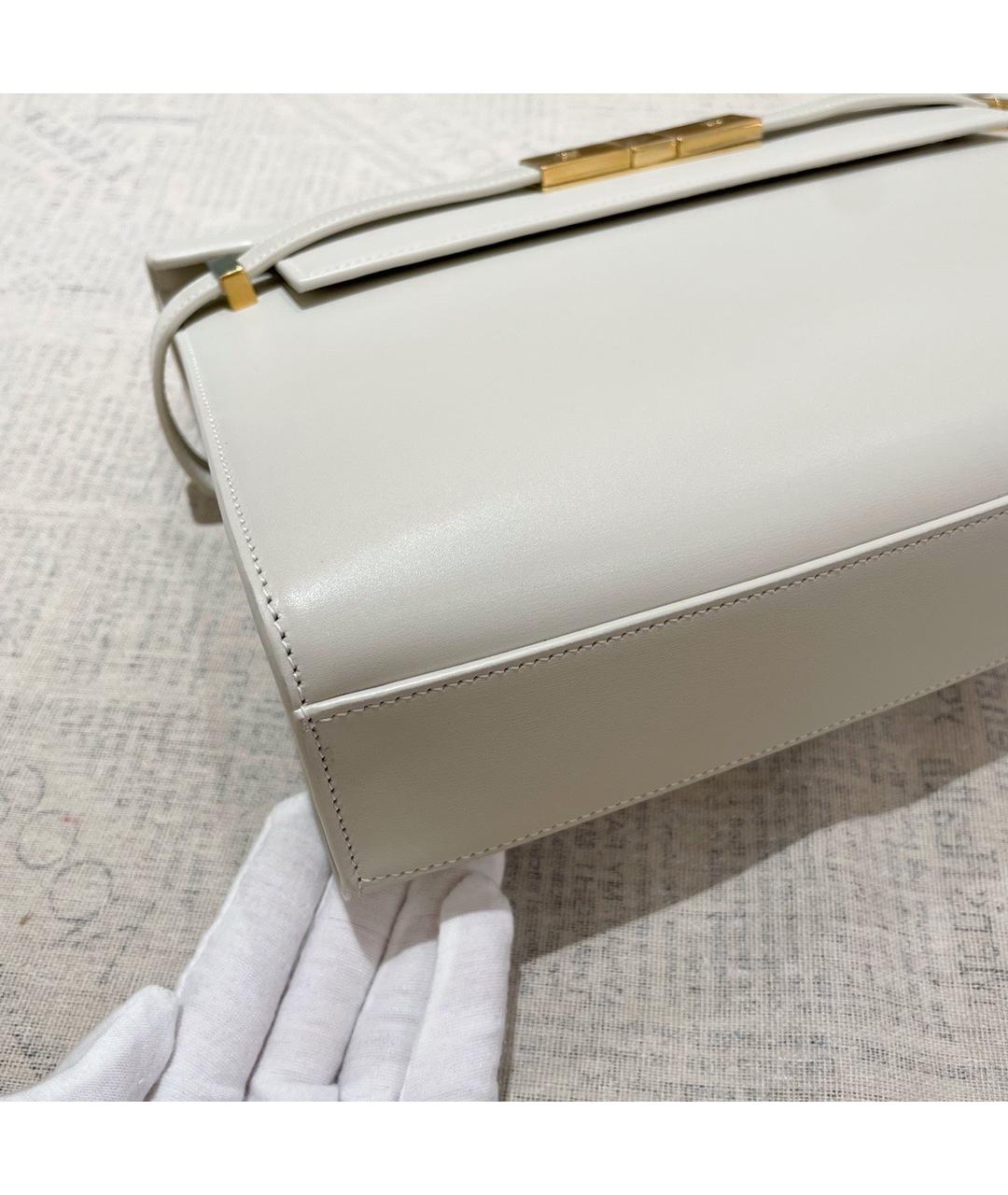 SAINT LAURENT Белая кожаная сумка через плечо, фото 3