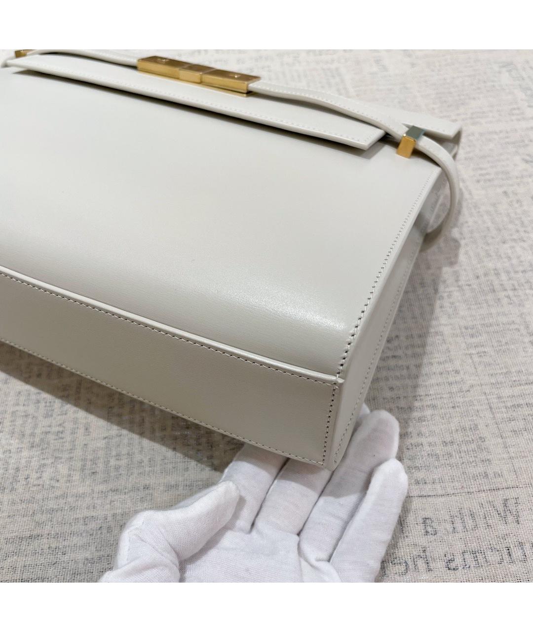 SAINT LAURENT Белая кожаная сумка через плечо, фото 4