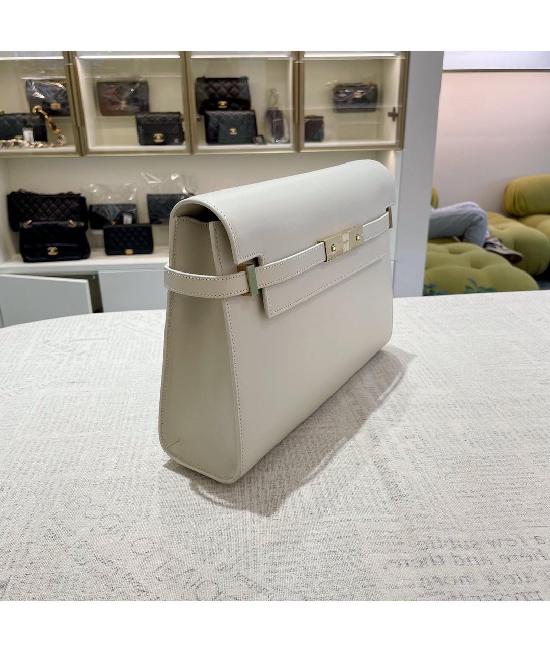 SAINT LAURENT Белая кожаная сумка через плечо, фото 5