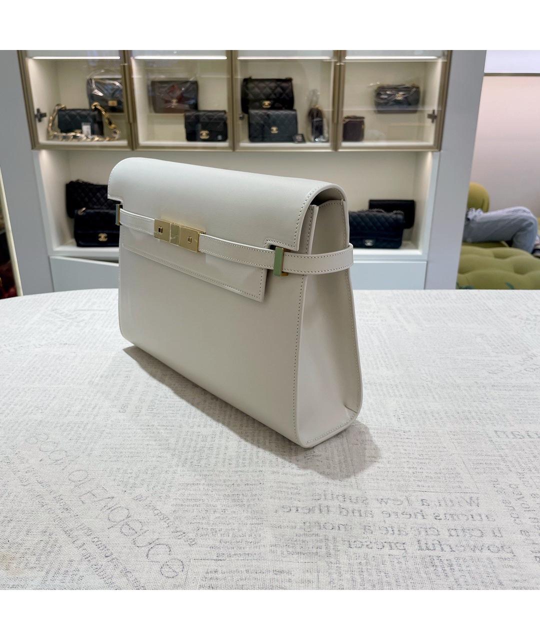 SAINT LAURENT Белая кожаная сумка через плечо, фото 6