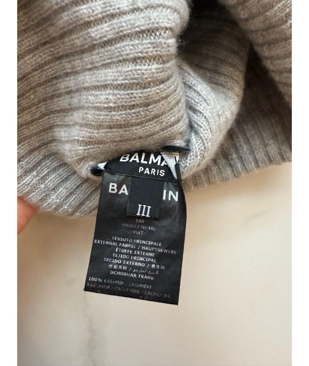 BALMAIN Серая кашемировая шапка, фото 4