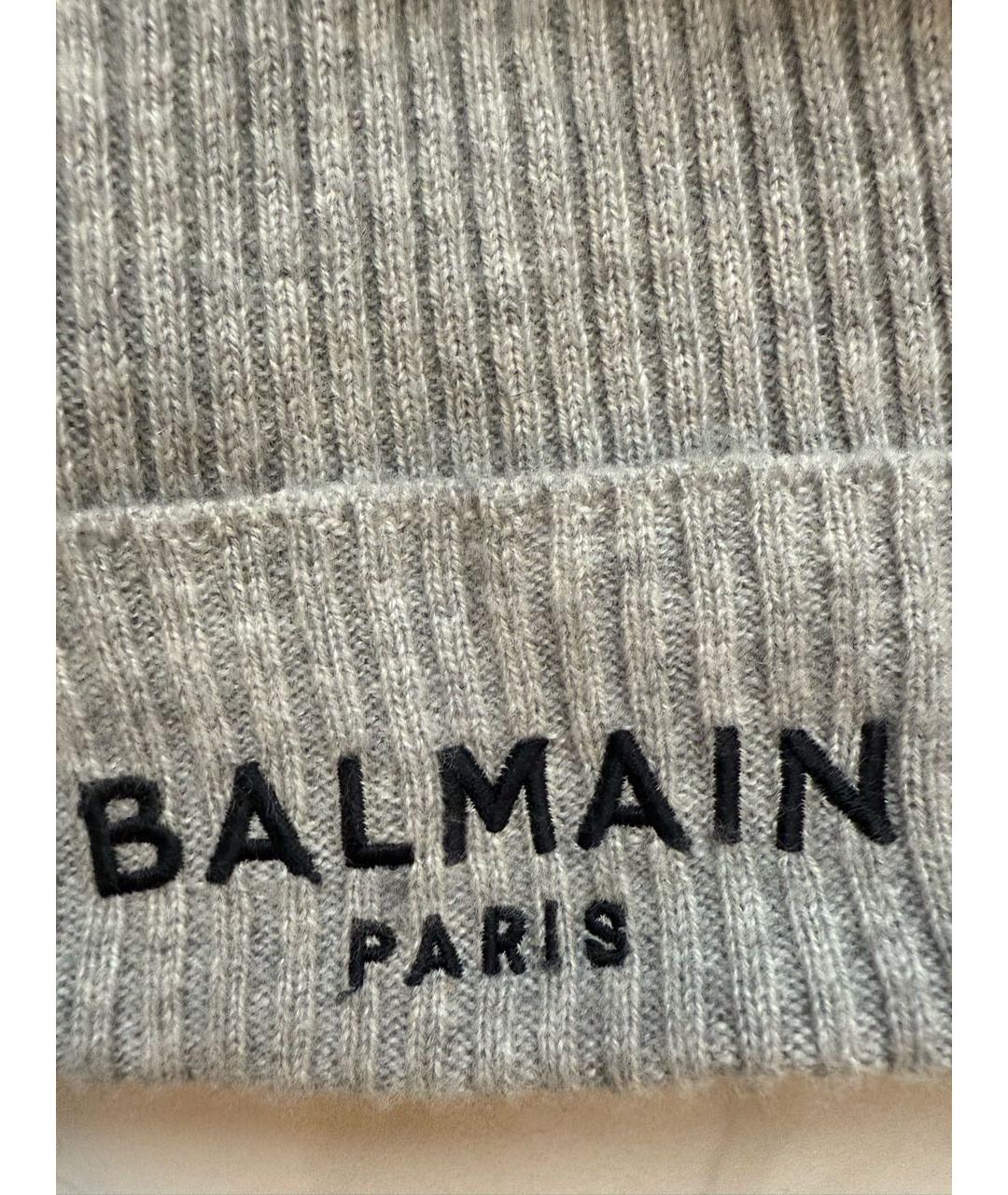 BALMAIN Серая кашемировая шапка, фото 2