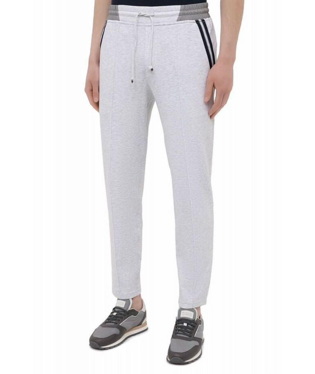 BRUNELLO CUCINELLI Серые хлопковые повседневные брюки, фото 2