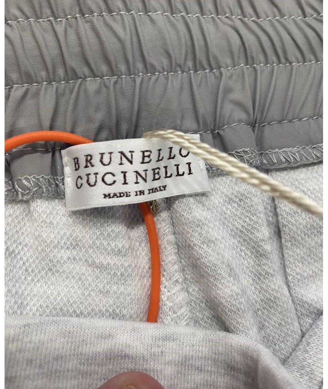 BRUNELLO CUCINELLI Серые хлопковые повседневные брюки, фото 6