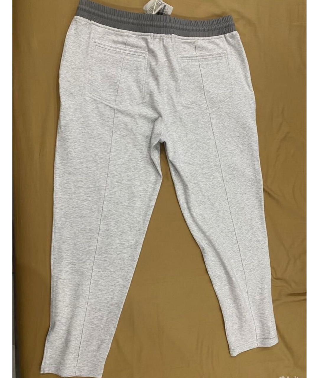 BRUNELLO CUCINELLI Серые хлопковые повседневные брюки, фото 4