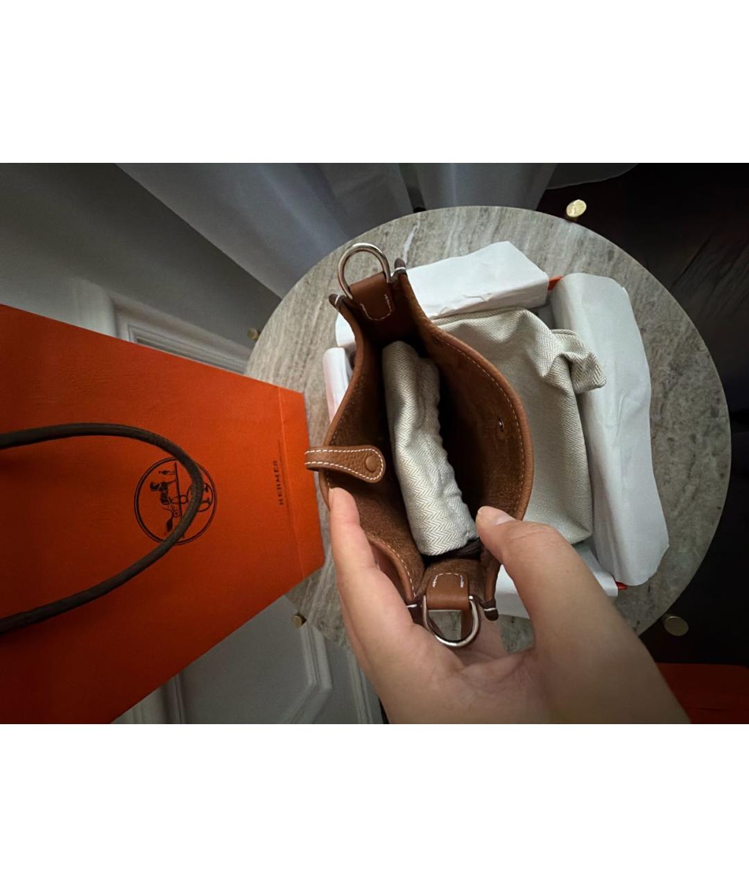 HERMES Коричневая кожаная сумка через плечо, фото 5
