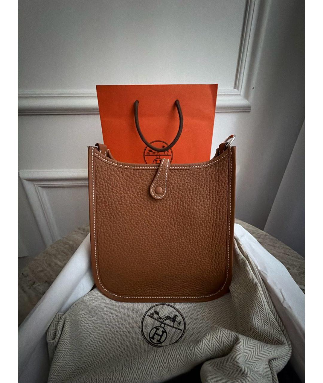 HERMES Коричневая кожаная сумка через плечо, фото 4