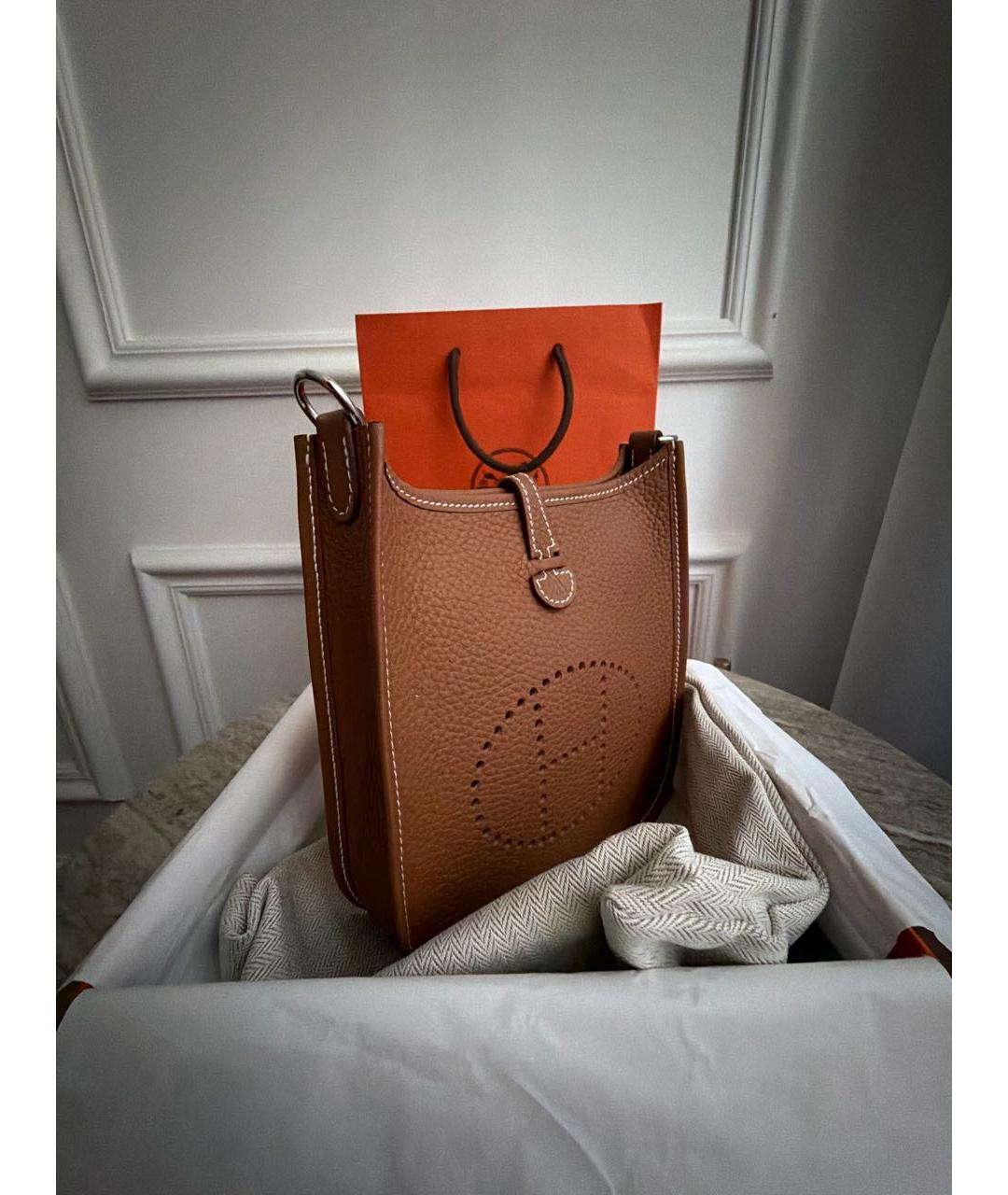 HERMES Коричневая кожаная сумка через плечо, фото 3