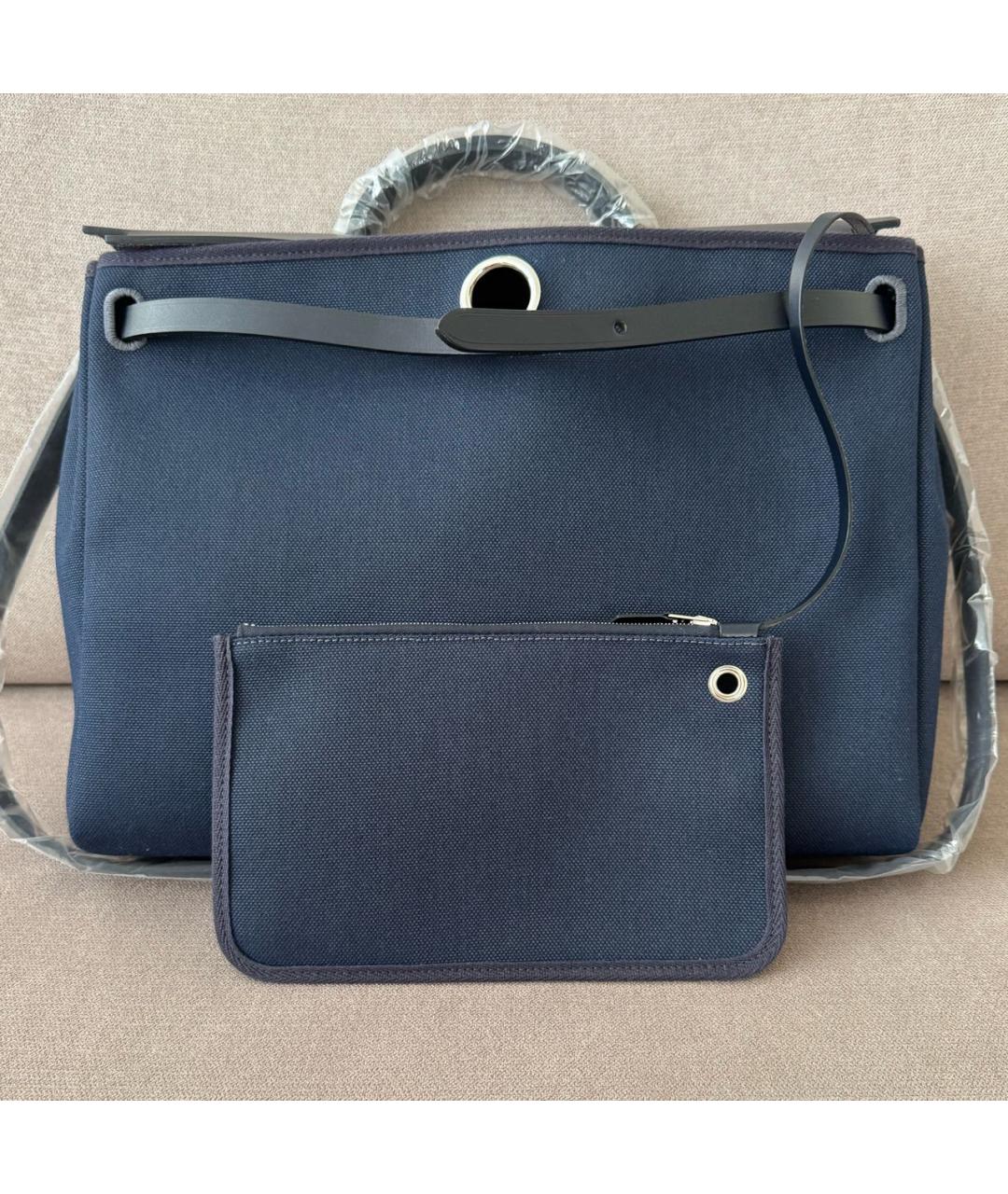 HERMES Темно-синяя тканевая сумка на плечо, фото 5