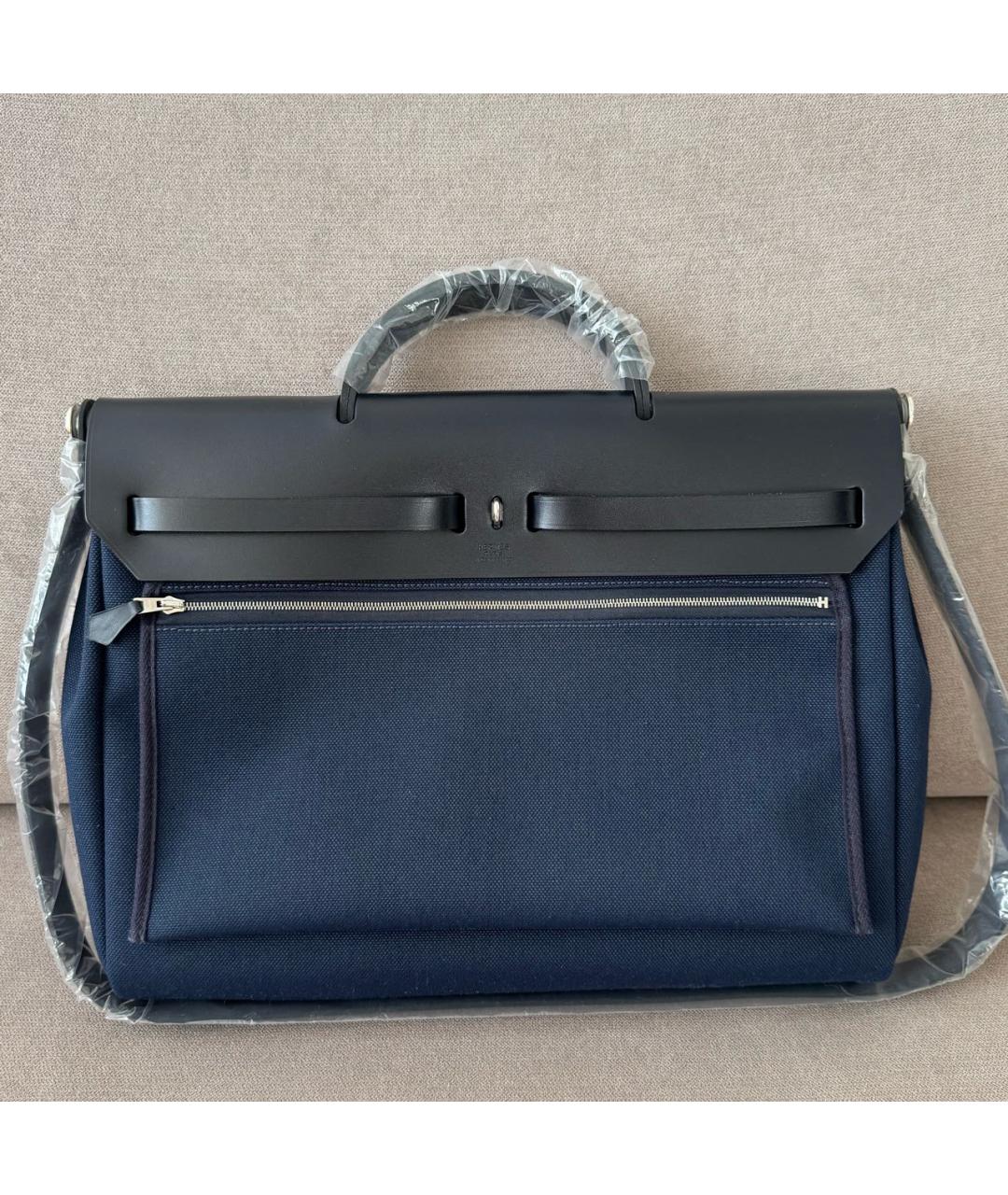 HERMES Темно-синяя тканевая сумка на плечо, фото 3