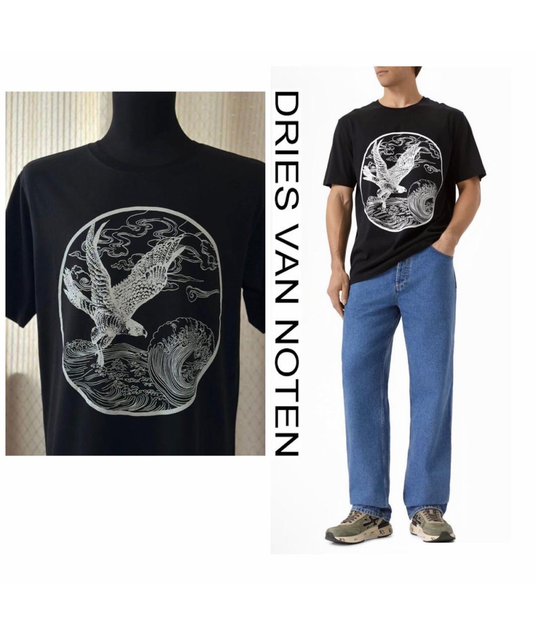 DRIES VAN NOTEN Черная хлопковая футболка, фото 3