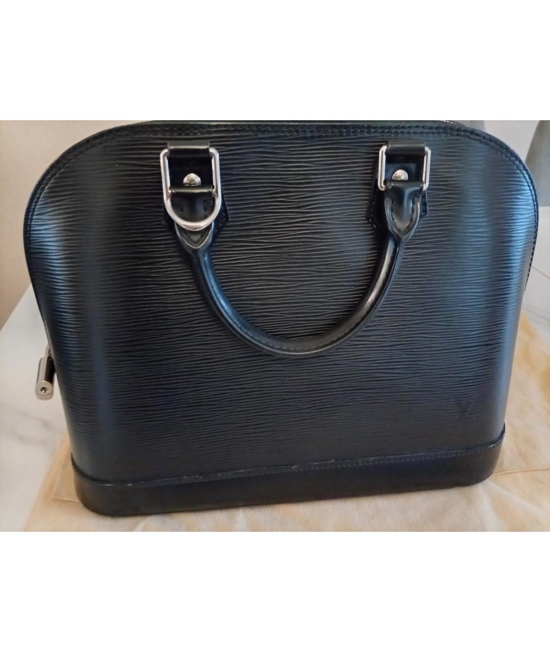 LOUIS VUITTON Черная кожаная сумка с короткими ручками, фото 7