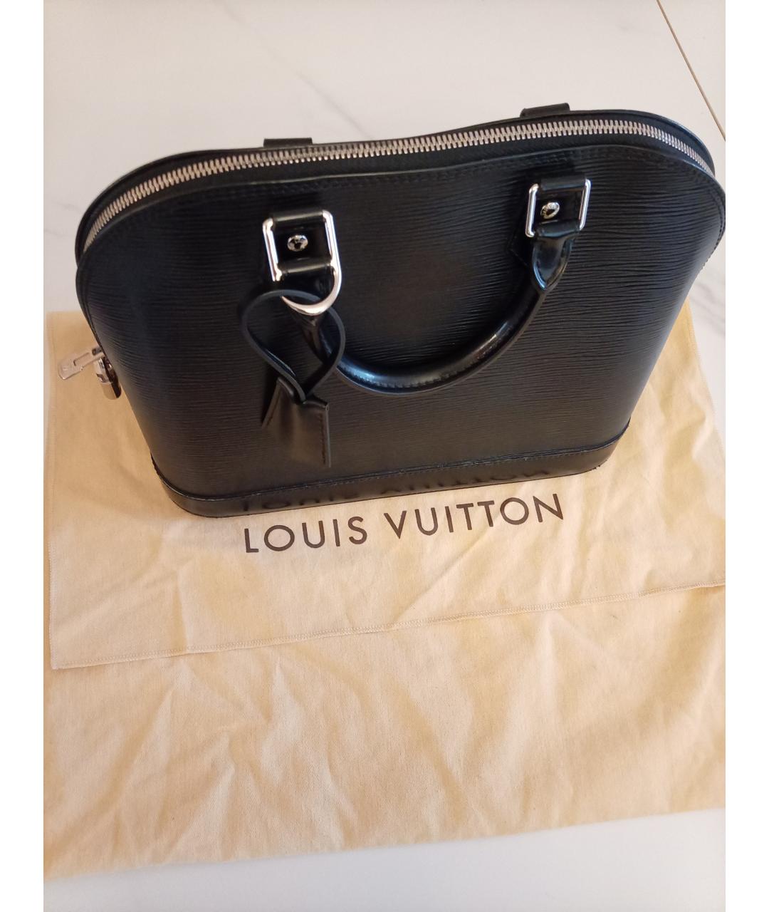 LOUIS VUITTON Черная кожаная сумка с короткими ручками, фото 2