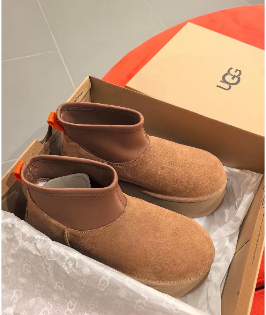 UGG AUSTRALIA Бежевые замшевые ботинки, фото 5