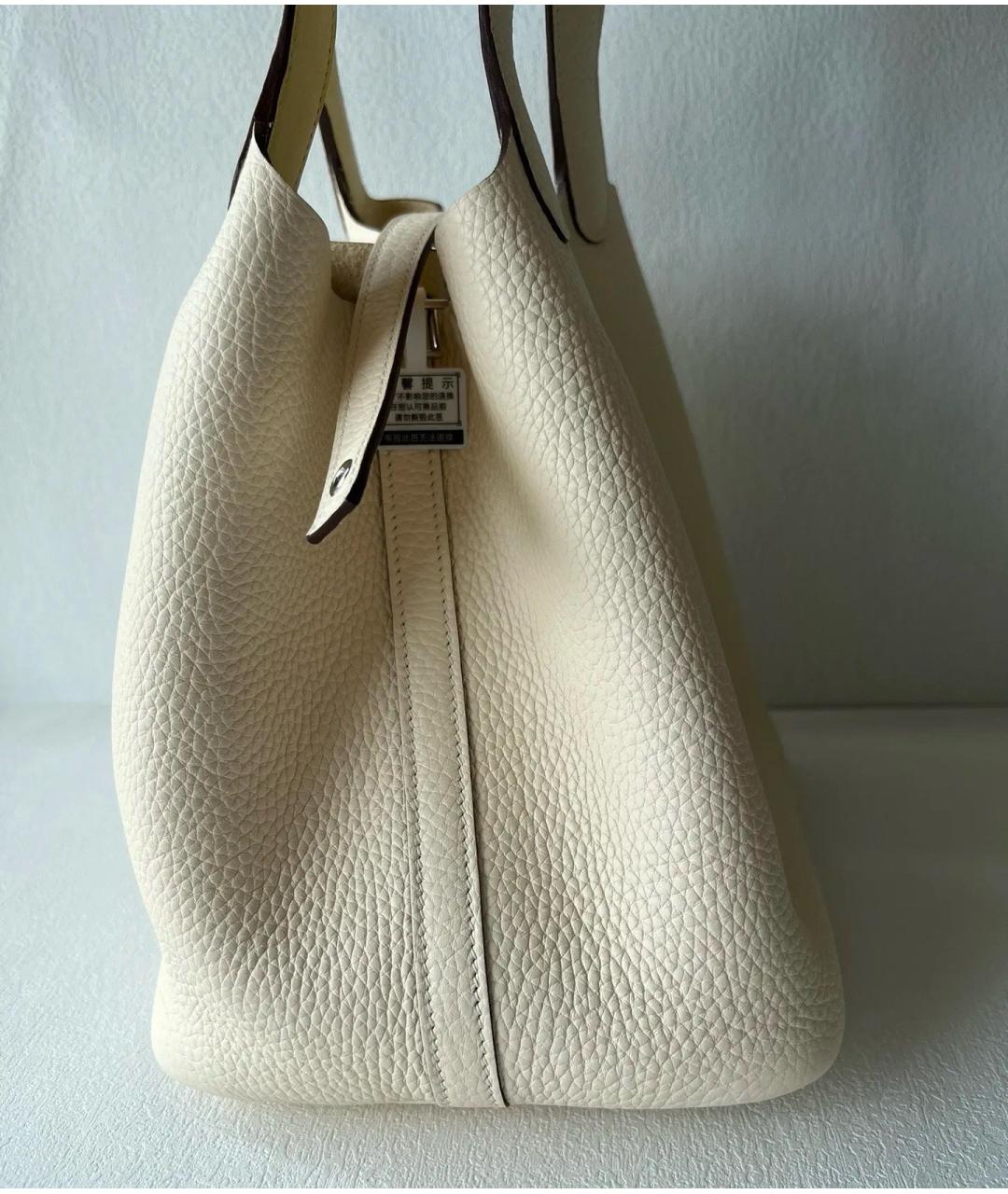 HERMES Желтая кожаная сумка с короткими ручками, фото 4