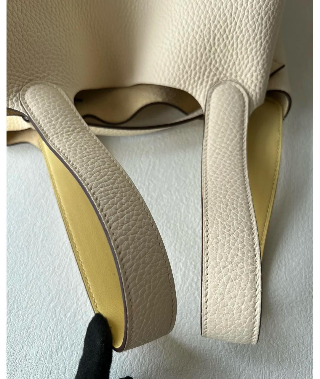 HERMES Желтая кожаная сумка с короткими ручками, фото 8