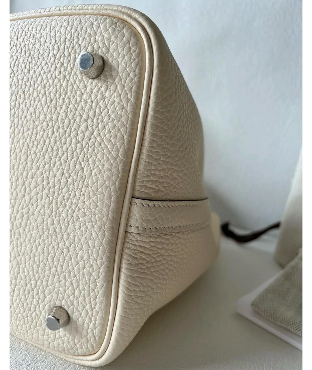 HERMES Желтая кожаная сумка с короткими ручками, фото 6