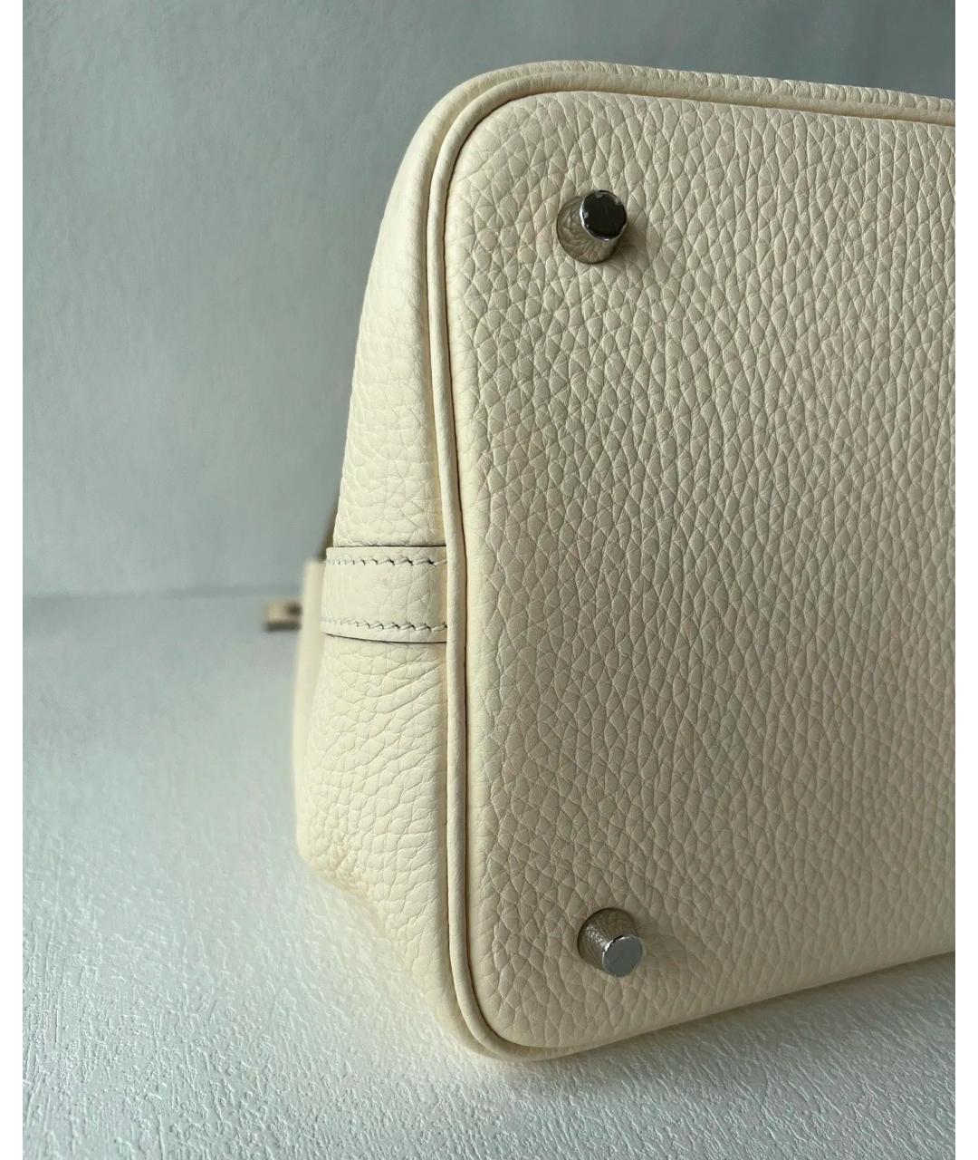 HERMES Желтая кожаная сумка с короткими ручками, фото 7