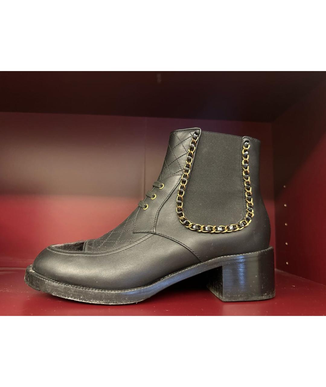 CHANEL Черные кожаные ботинки, фото 6