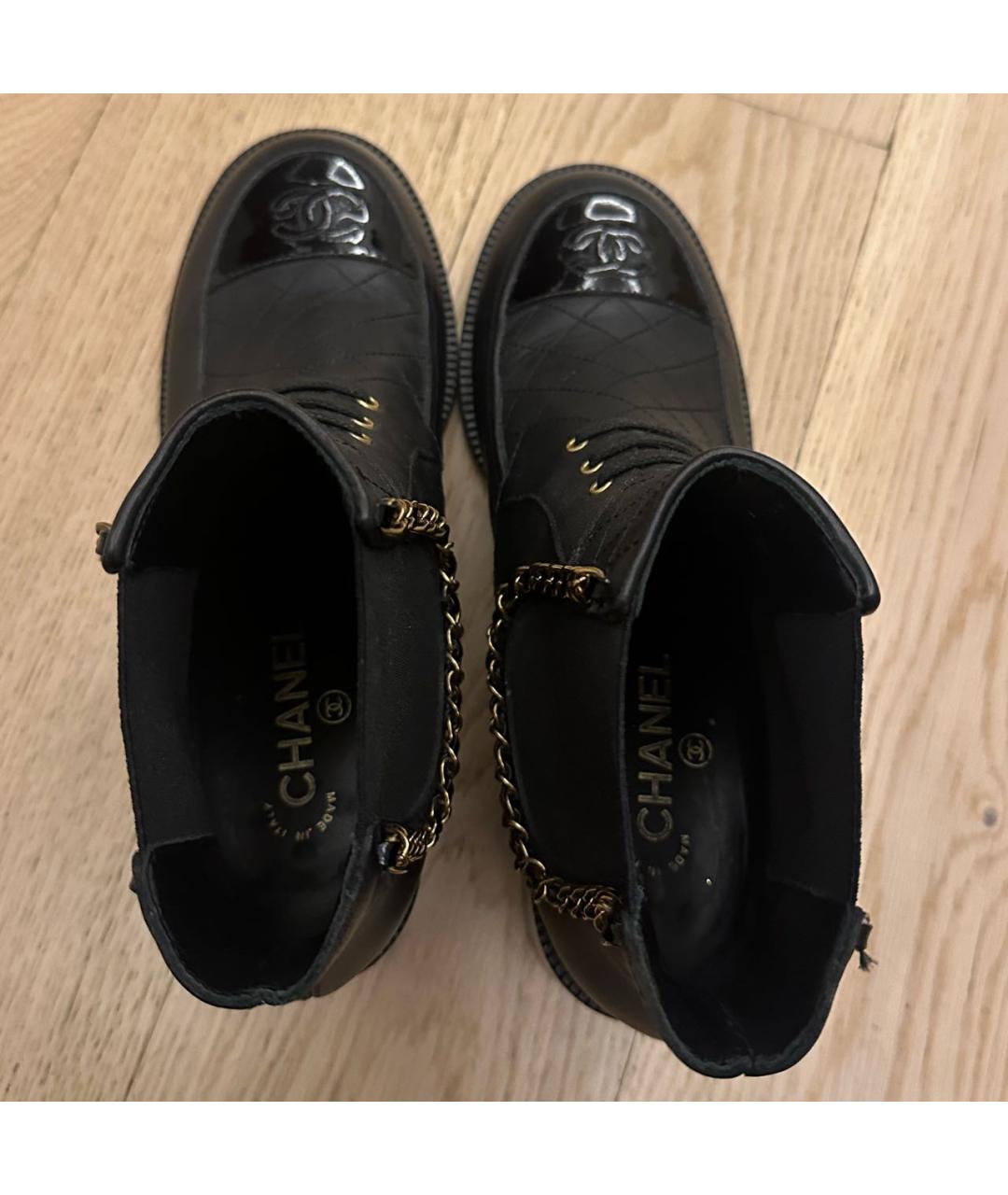 CHANEL Черные кожаные ботинки, фото 5