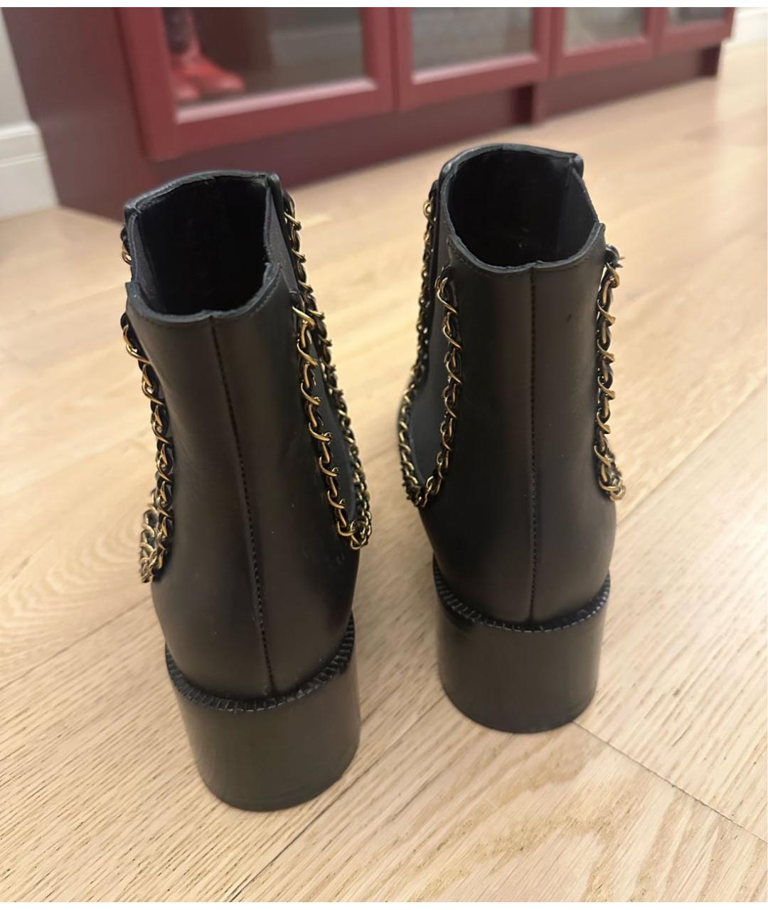 CHANEL Черные кожаные ботинки, фото 2
