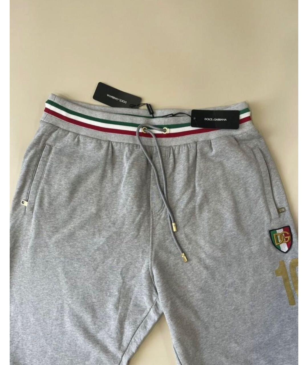 DOLCE&GABBANA Серые хлопковые повседневные брюки, фото 2