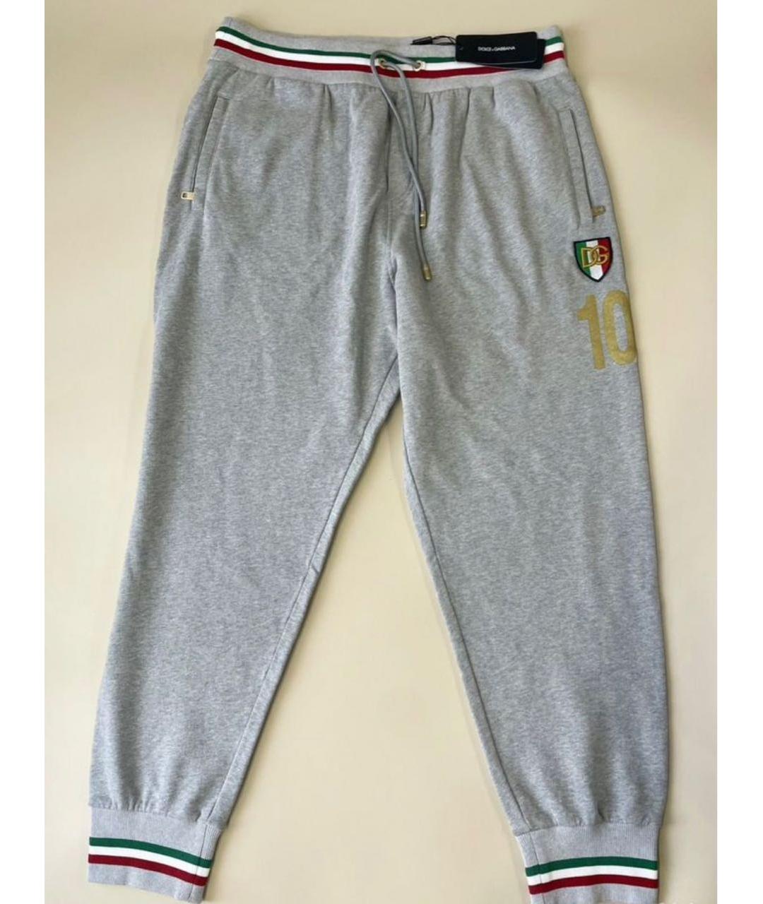 DOLCE&GABBANA Серые хлопковые повседневные брюки, фото 7