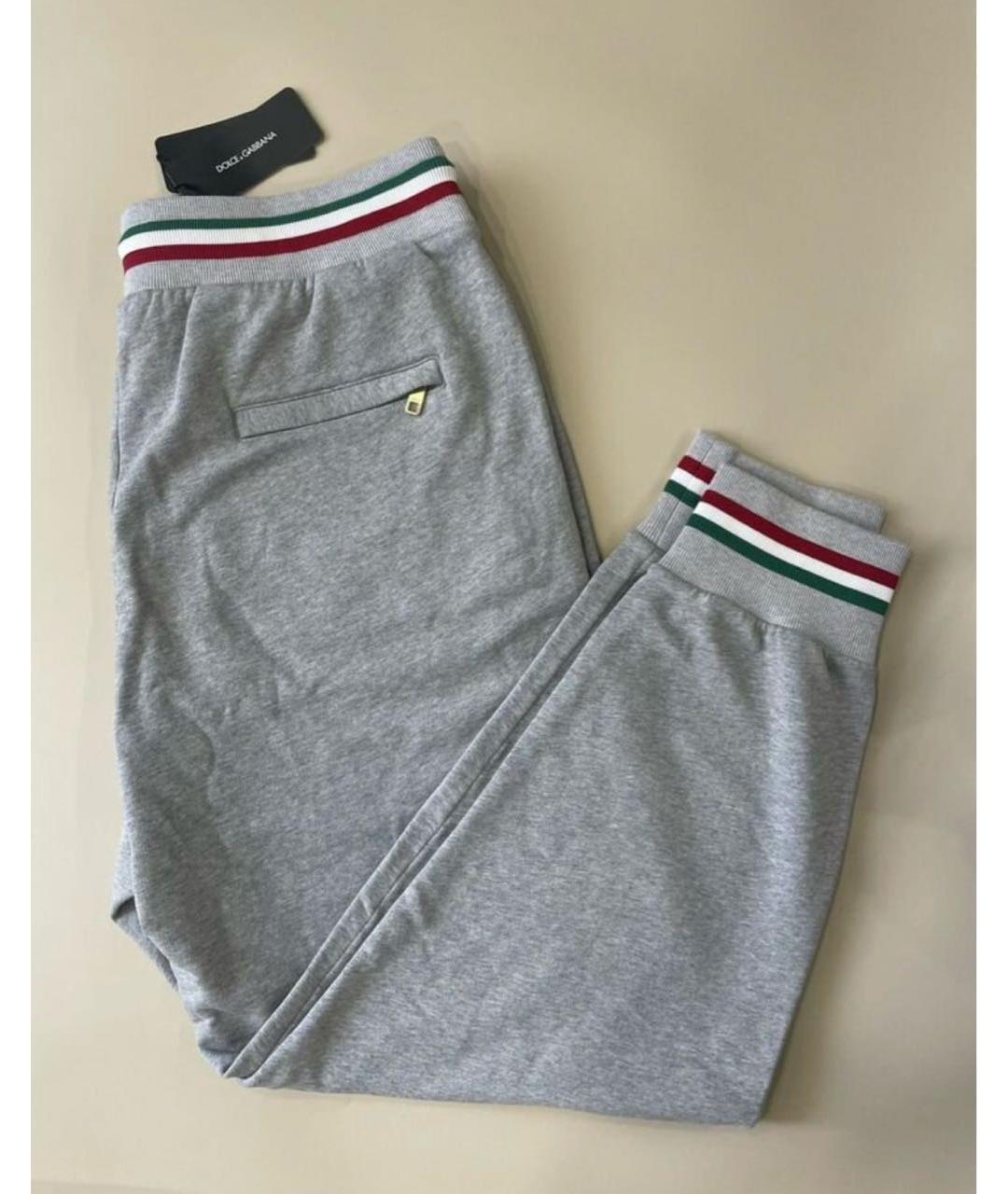 DOLCE&GABBANA Серые хлопковые повседневные брюки, фото 4