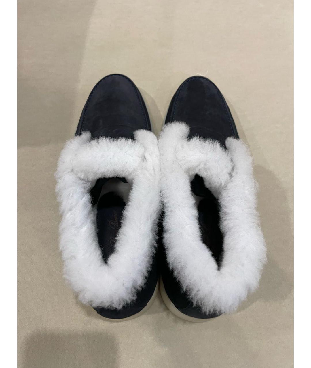 LORO PIANA Темно-синие замшевые ботинки, фото 3