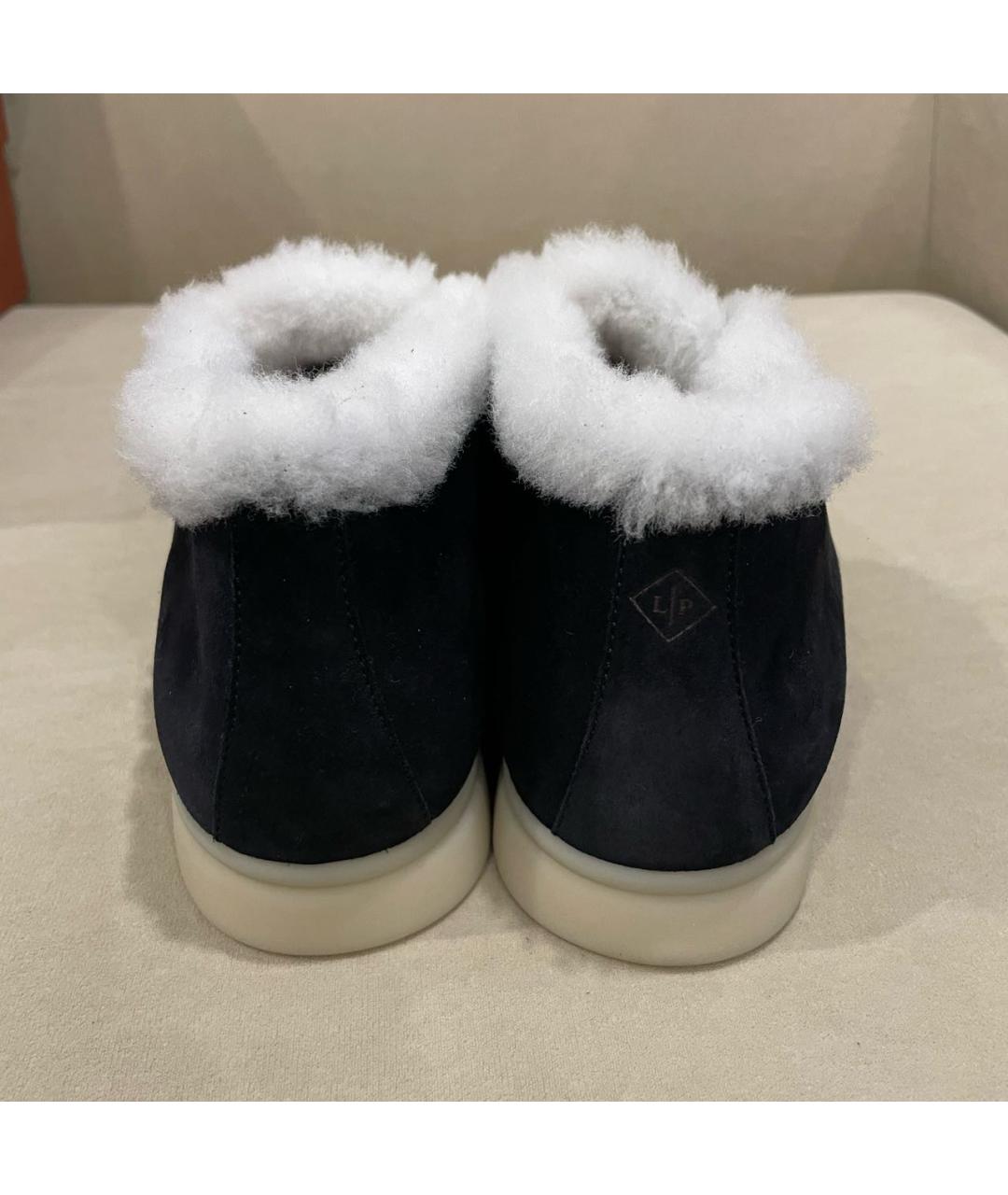 LORO PIANA Темно-синие замшевые ботинки, фото 4