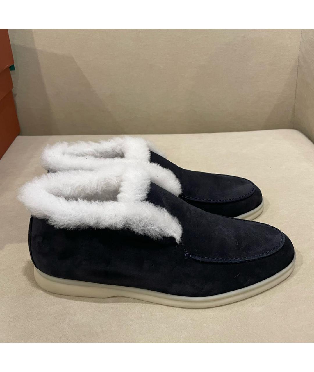 LORO PIANA Темно-синие замшевые ботинки, фото 8