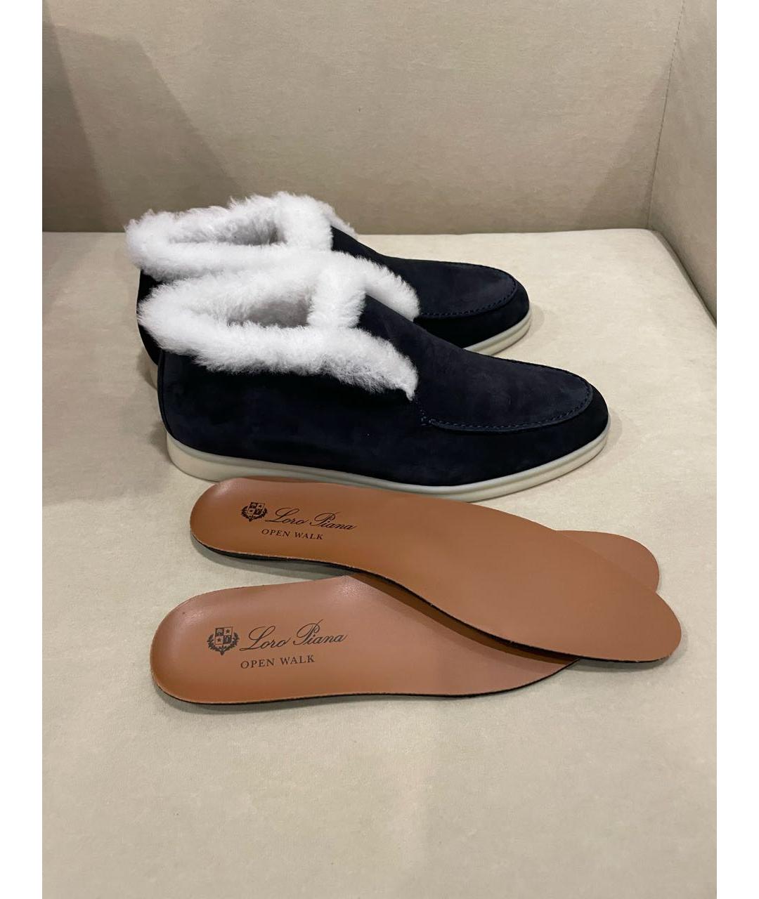 LORO PIANA Темно-синие замшевые ботинки, фото 7