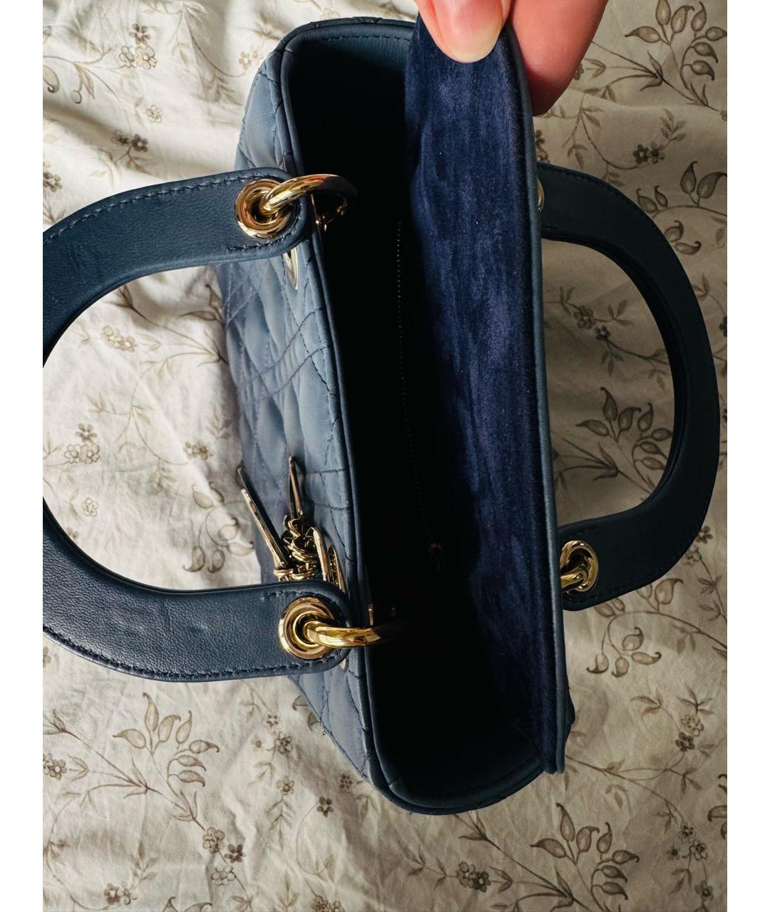 CHRISTIAN DIOR Синяя кожаная сумка с короткими ручками, фото 4