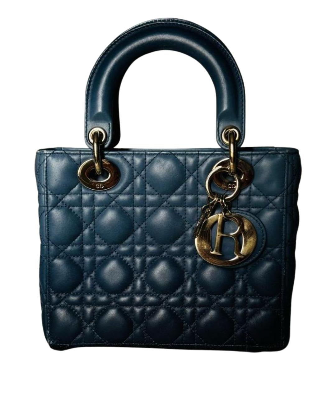 CHRISTIAN DIOR Синяя кожаная сумка с короткими ручками, фото 1