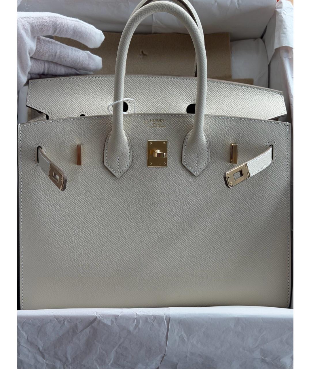 HERMES Белая кожаная сумка с короткими ручками, фото 2