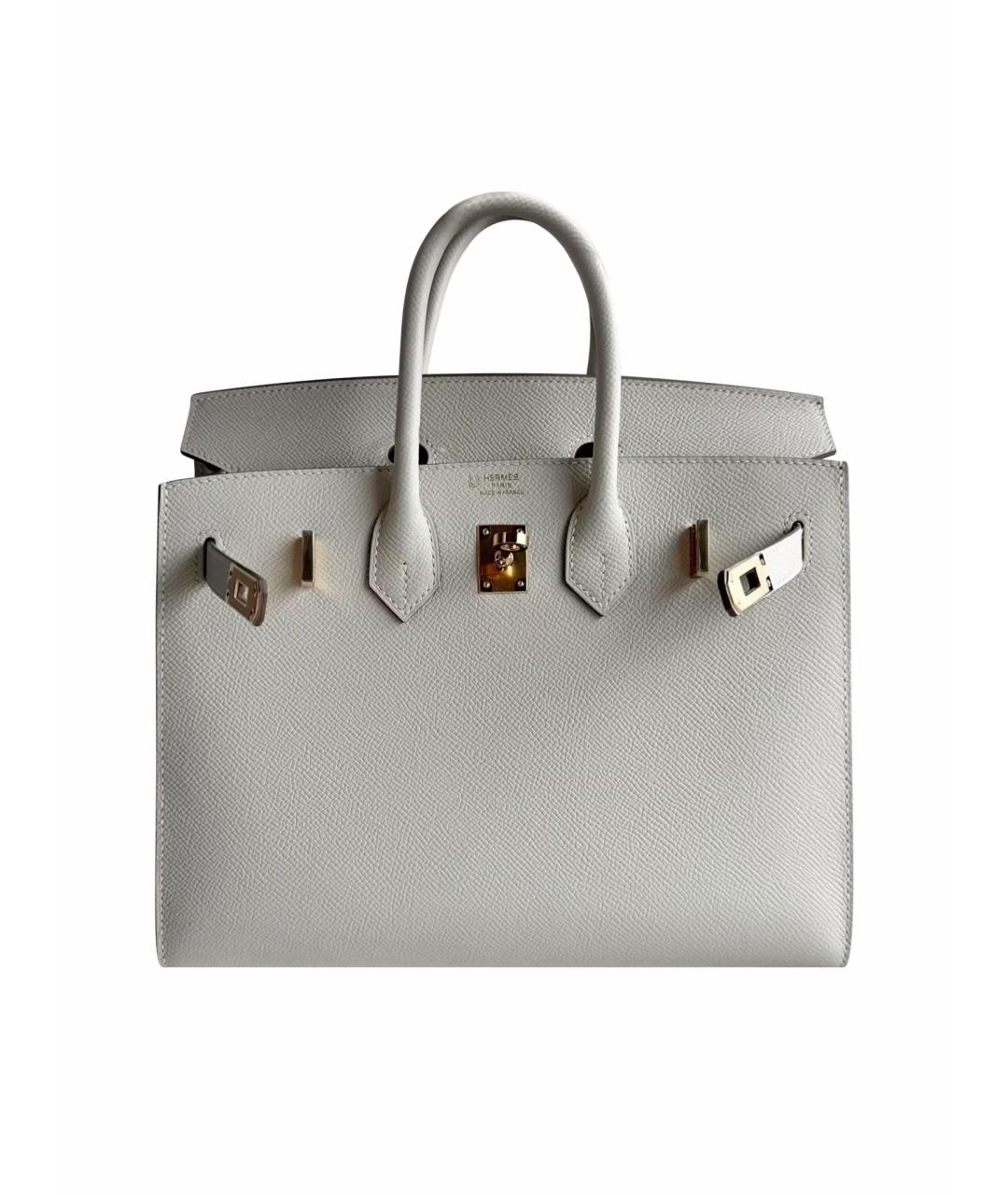 HERMES Белая кожаная сумка с короткими ручками, фото 1