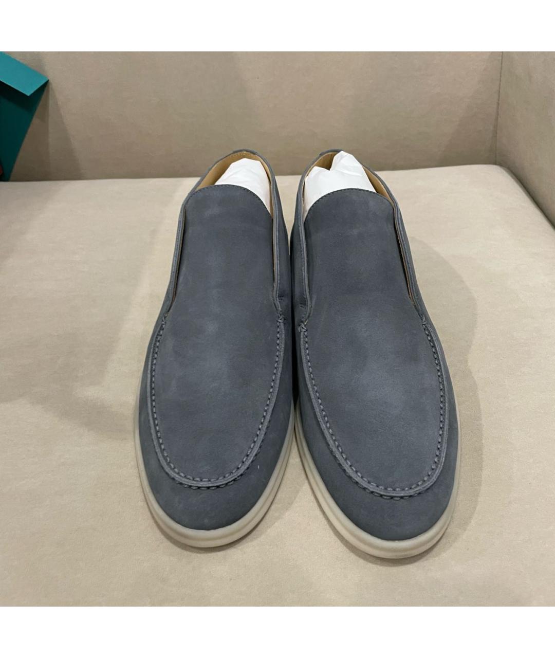 LORO PIANA Серые замшевые низкие ботинки, фото 2