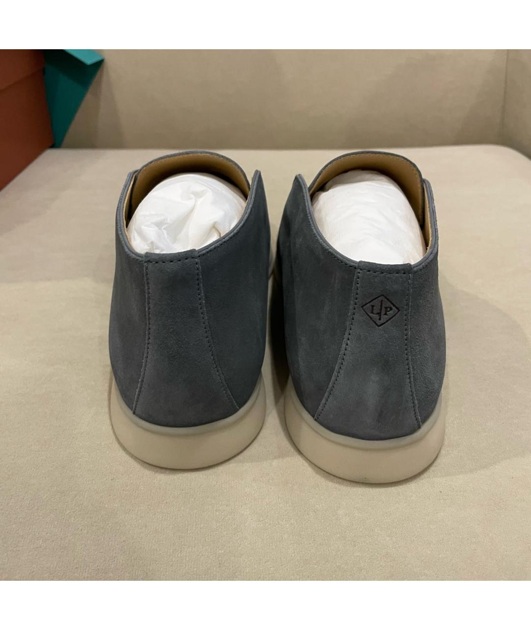 LORO PIANA Серые замшевые низкие ботинки, фото 4